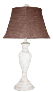 Whitewashed Metal Table Lamp with Chocolate Burlap Shade - Albert Estate Ltd.