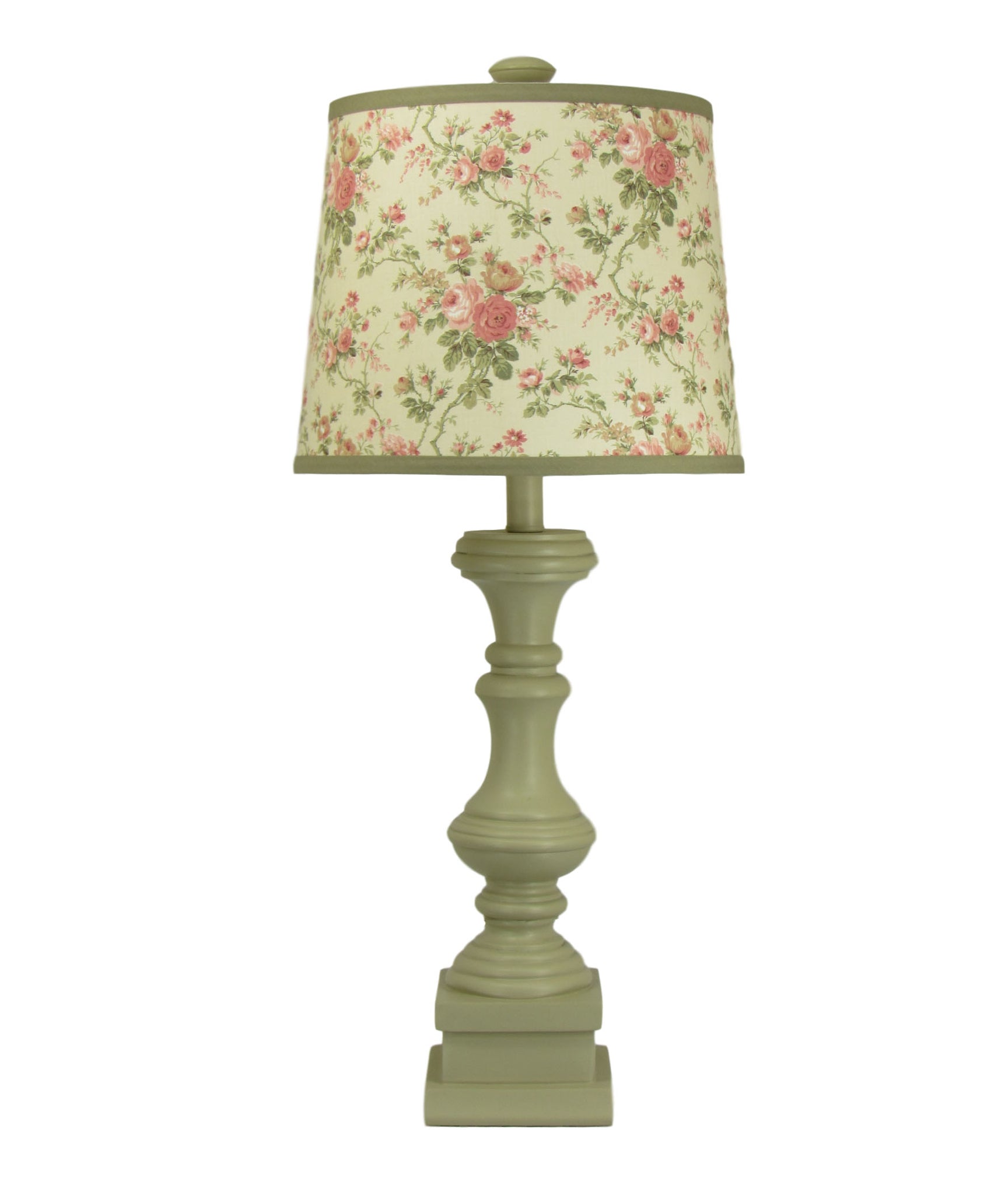 Buttermilk Spindle Table Lamp Pink Mini Rose Shade - Albert Estate Ltd.