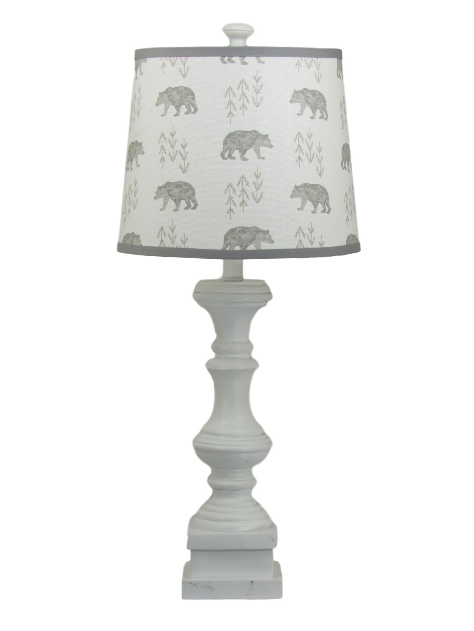 White Spindle Table Lamp with Bear Shade - Albert Estate Ltd.