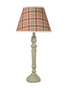 Buttermilk Spindle Table Lamp with Plaid Shade - Albert Estate Ltd.