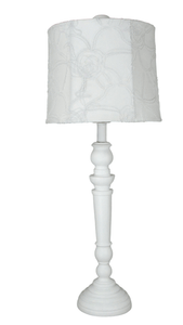 White Spindle Table Lamp with White Embossed Thread Shade - Albert Estate Ltd.